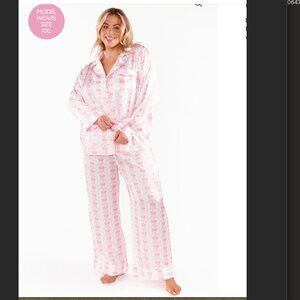Show Me Your MuMu Classic PJ Set Samantha Bow Silky sz XL